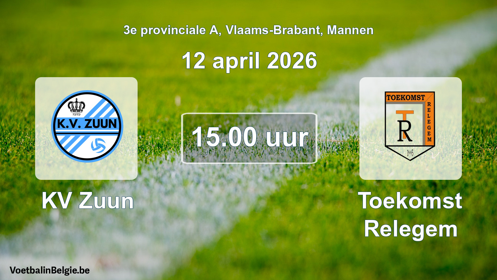 Scheduled match men football: KV Zuun - Toekomst Relegem (12 April 2026)