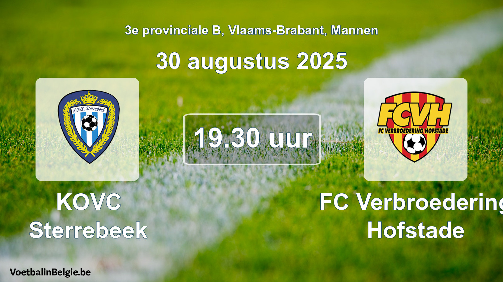 Scheduled match men football: KOVC Sterrebeek - FC Verbroedering Hofstade (30 August 2025)