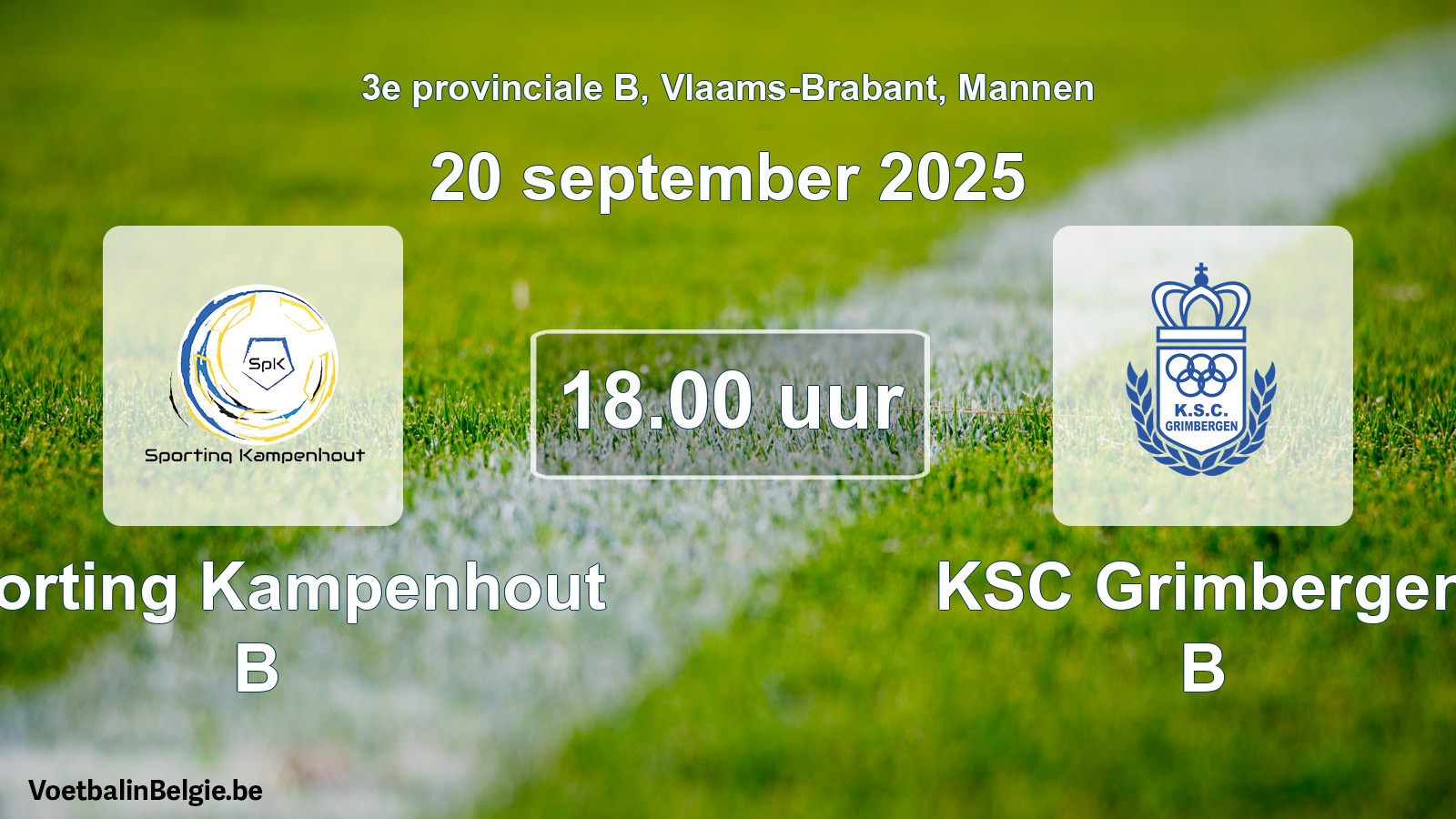 Scheduled match men football: Sporting Kampenhout B - KSC Grimbergen B (20 September 2025)