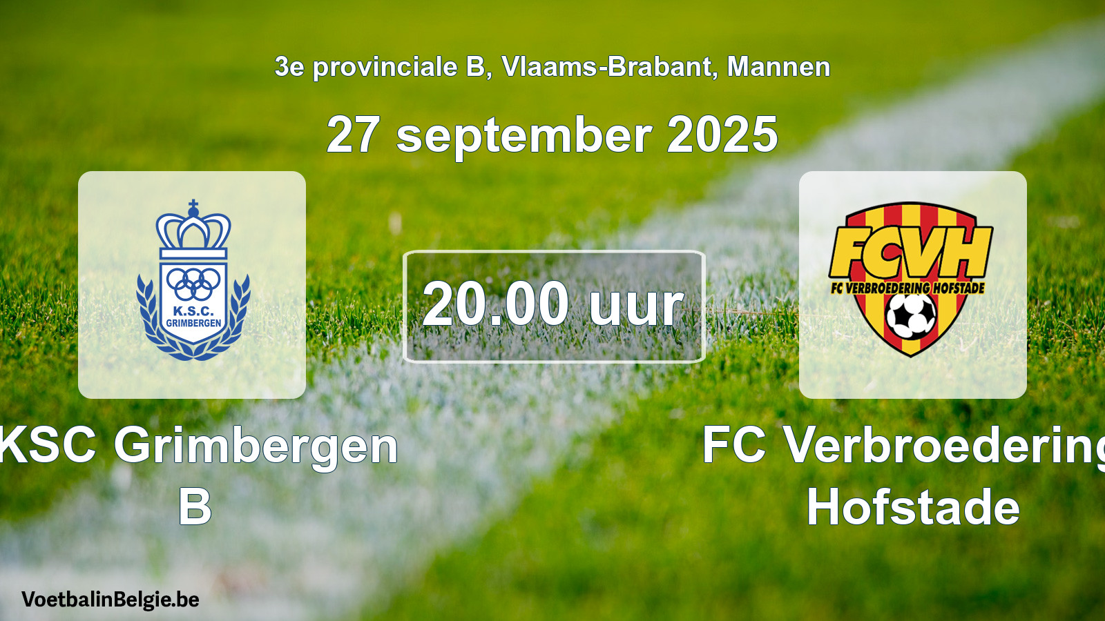 Scheduled match men football: KSC Grimbergen B - FC Verbroedering Hofstade (27 September 2025)