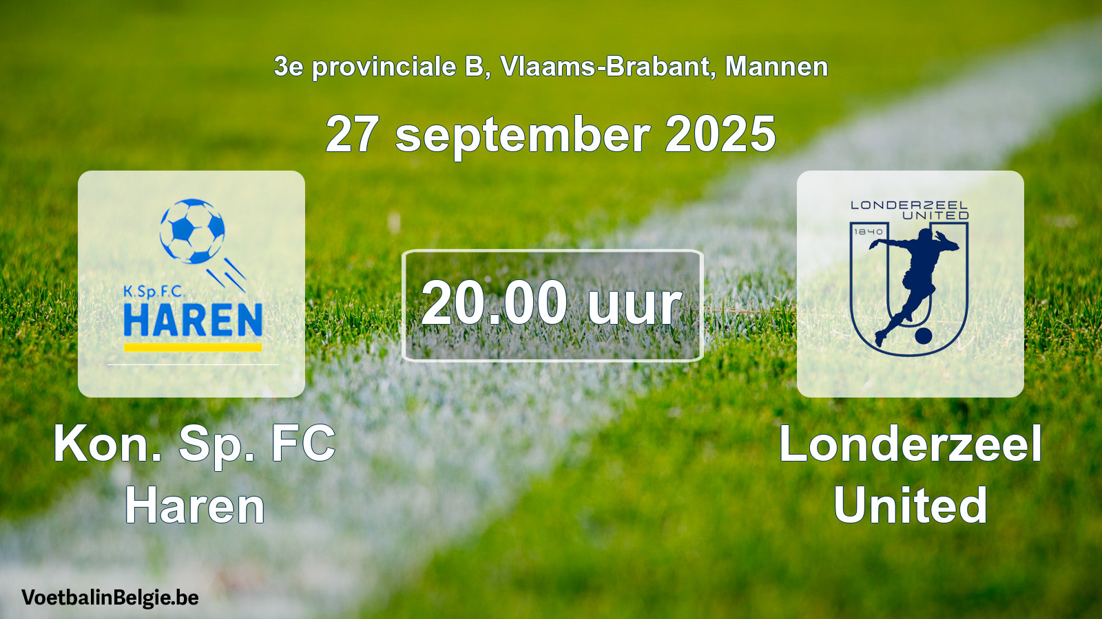 Geplantes Spiel männer-Fußball: Kon. Sp. FC Haren - Londerzeel United (27 September 2025)