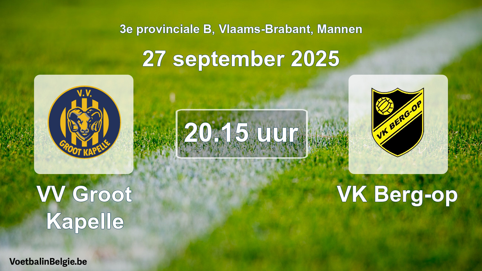 Scheduled match men football: VV Groot Kapelle - VK Berg-op (27 September 2025)