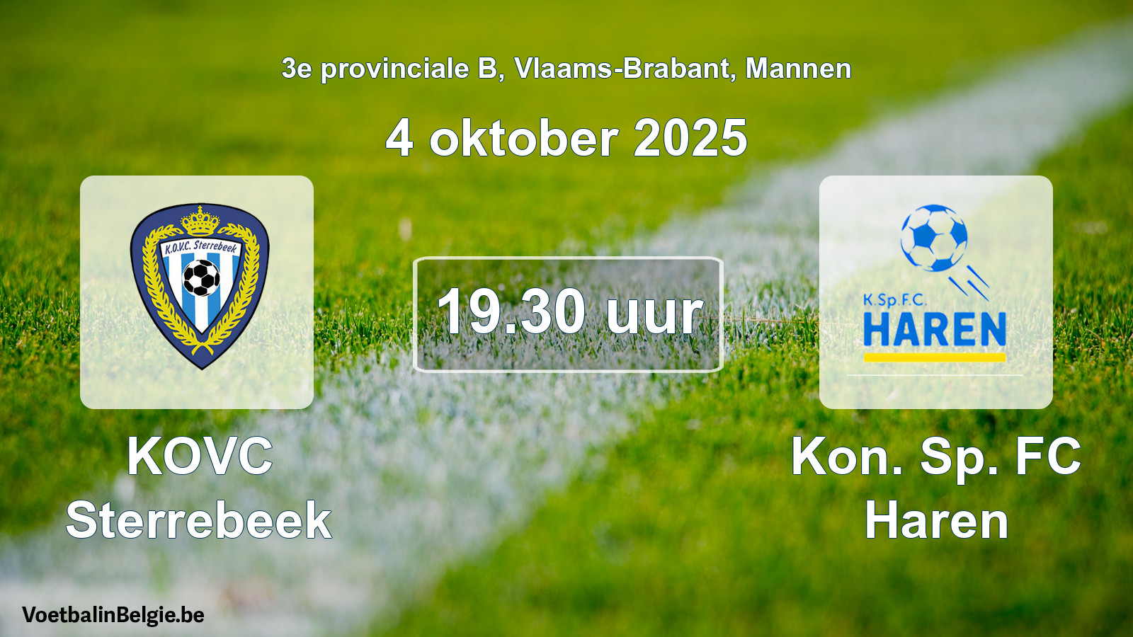 Scheduled match men football: KOVC Sterrebeek - Kon. Sp. FC Haren (4 October 2025)