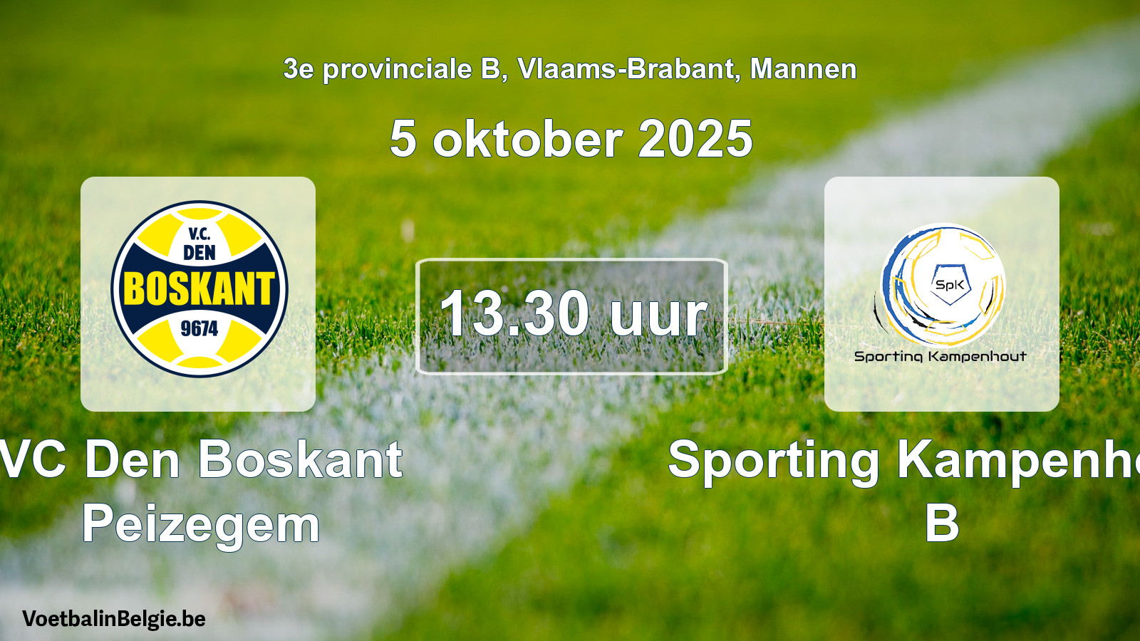 Scheduled match men football: VC Den Boskant Peizegem - Sporting Kampenhout B (5 October 2025)