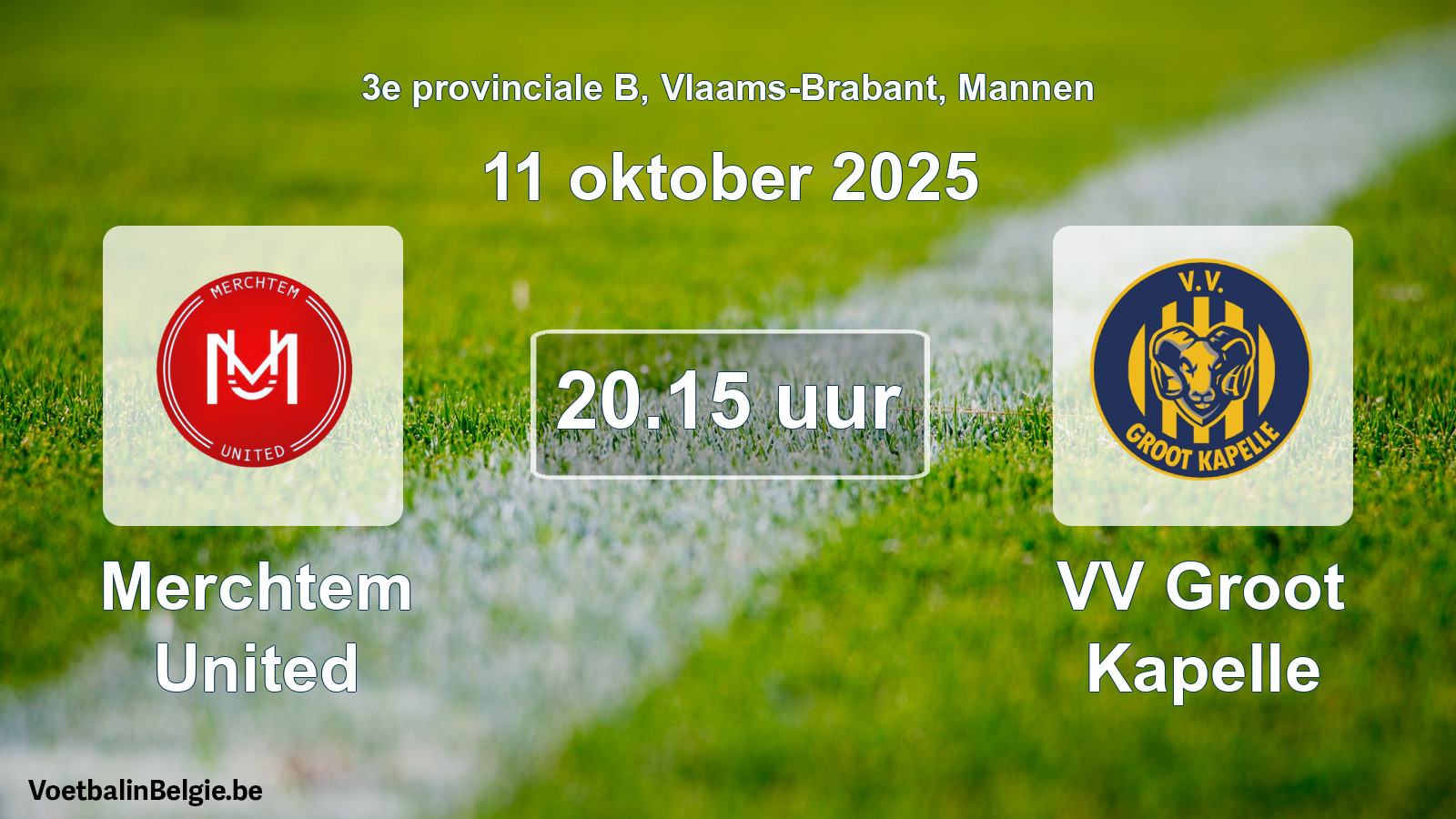 Geplande wedstrijd mannenvoetbal: Merchtem United - VV Groot Kapelle (11 oktober 2025)
