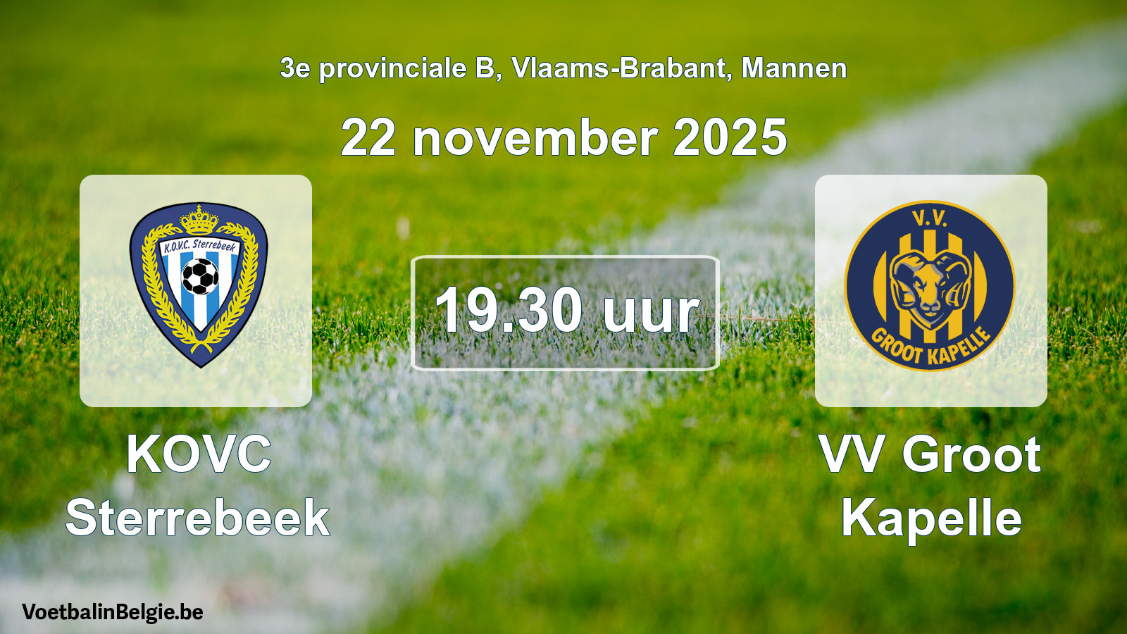 Scheduled match men football: KOVC Sterrebeek - VV Groot Kapelle (22 November 2025)