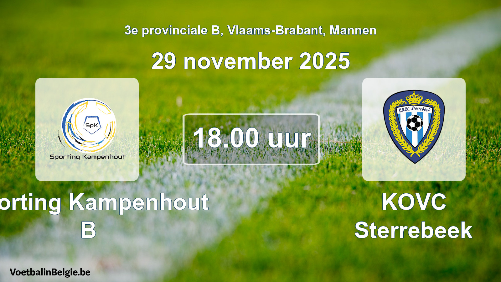 Scheduled match men football: Sporting Kampenhout B - KOVC Sterrebeek (29 November 2025)