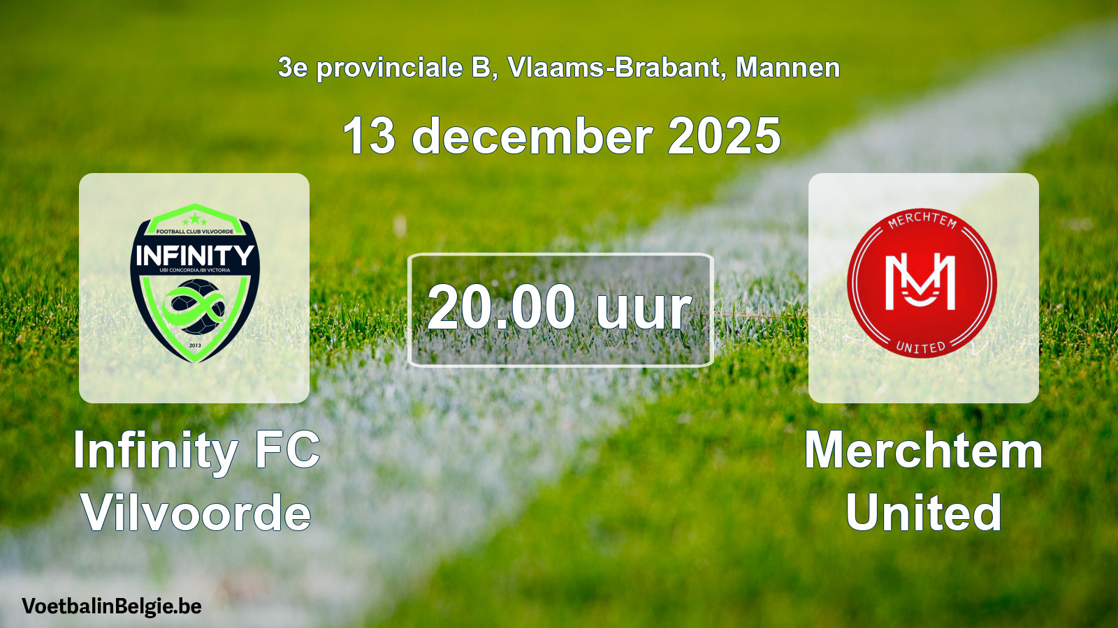 Geplande wedstrijd mannenvoetbal: Infinity FC Vilvoorde - Merchtem United (13 december 2025)