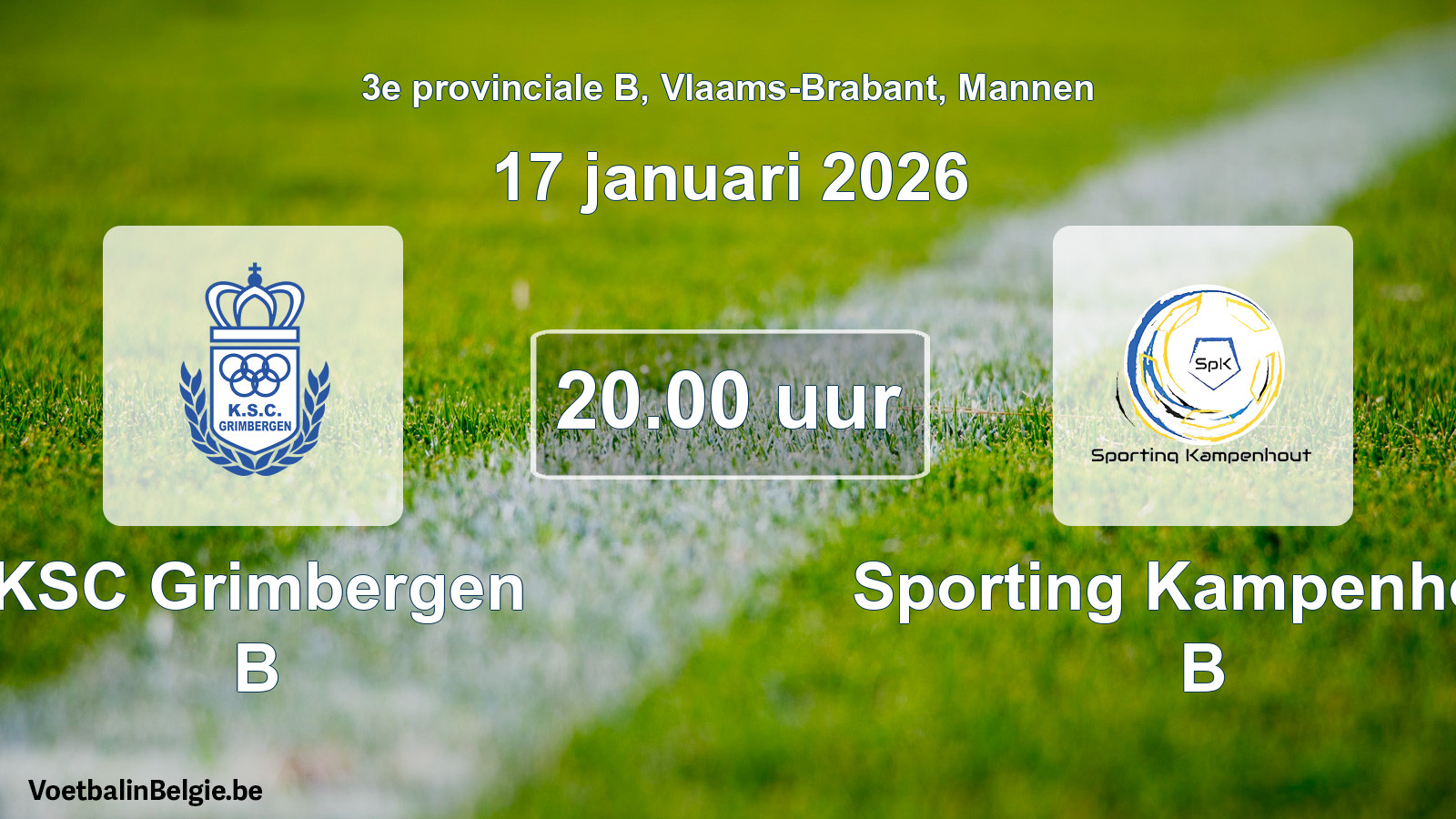 Scheduled match men football: KSC Grimbergen B - Sporting Kampenhout B (17 January 2026)