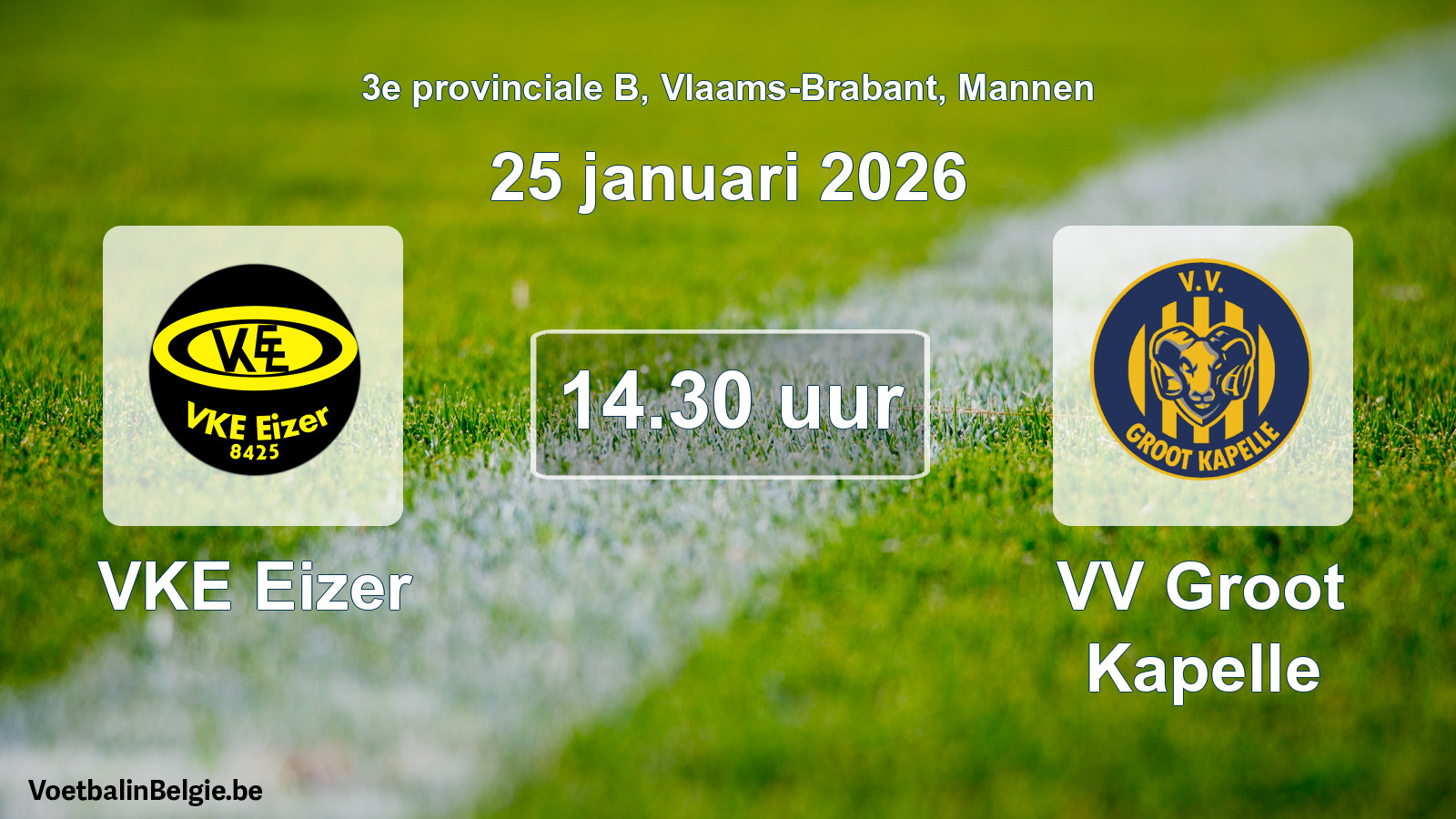 Scheduled match men football: VKE Eizer - VV Groot Kapelle (25 January 2026)