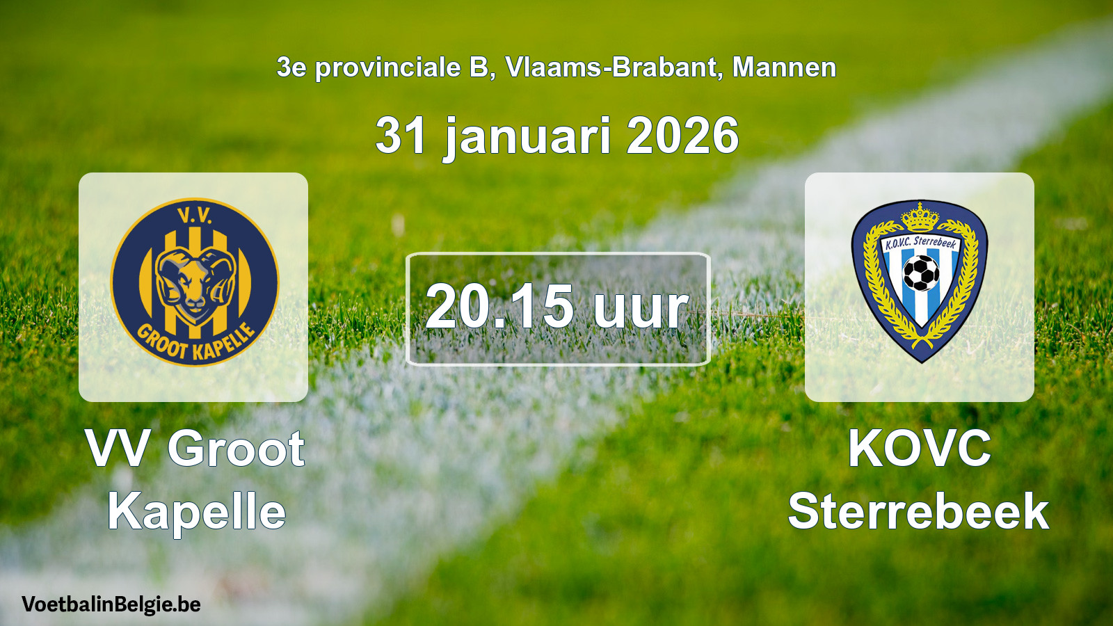 Scheduled match men football: VV Groot Kapelle - KOVC Sterrebeek (31 January 2026)