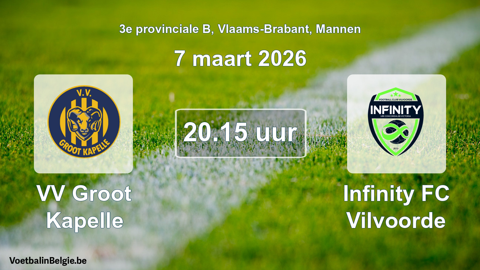 Scheduled match men football: VV Groot Kapelle - Infinity FC Vilvoorde (7 March 2026)