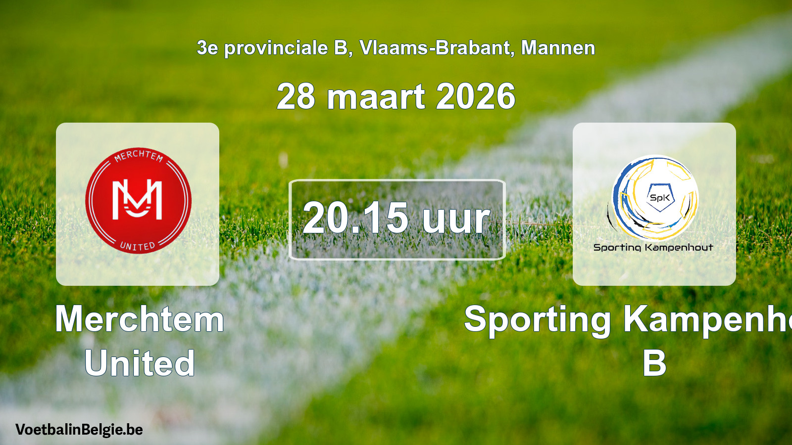 Geplande wedstrijd mannenvoetbal: Merchtem United - Sporting Kampenhout B (28 maart 2026)