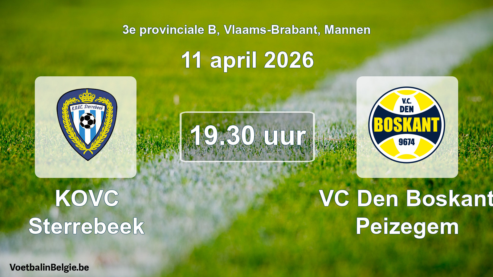 Scheduled match men football: KOVC Sterrebeek - VC Den Boskant Peizegem (11 April 2026)
