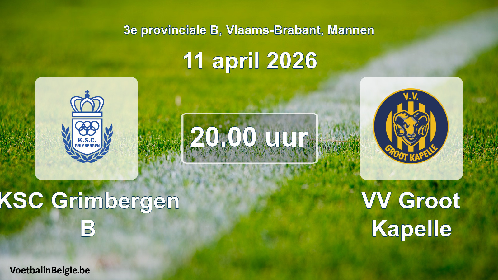Scheduled match men football: KSC Grimbergen B - VV Groot Kapelle (11 April 2026)