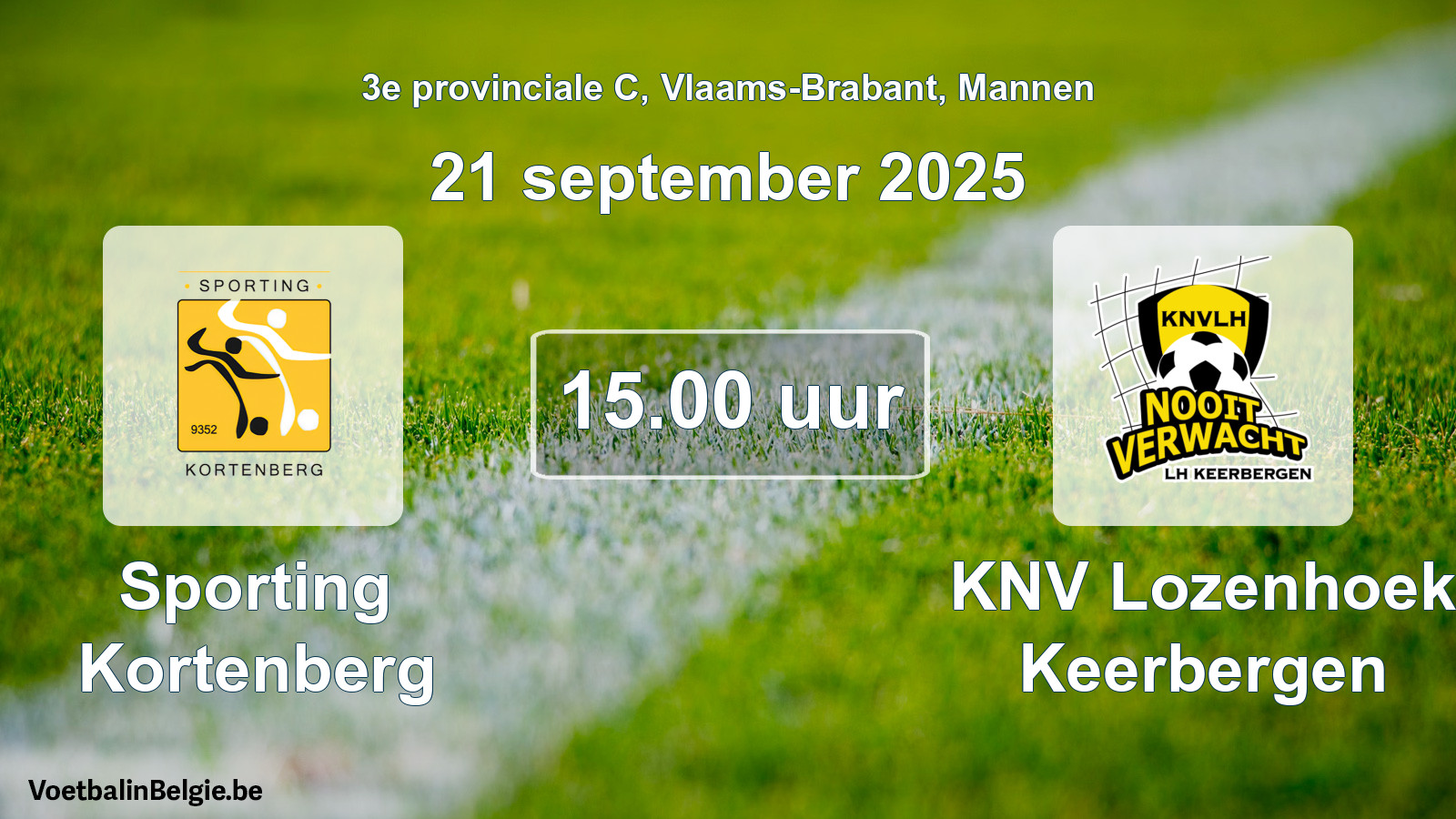 Scheduled match men football: Sporting Kortenberg - KNV Lozenhoek Keerbergen (21 September 2025)