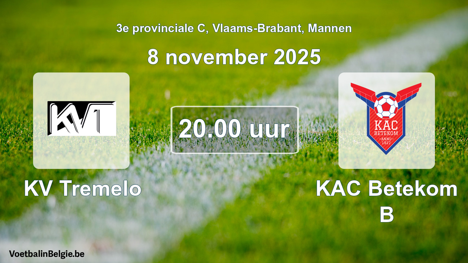 Geplande wedstrijd mannenvoetbal: KV Tremelo - KAC Betekom B (8 november 2025)