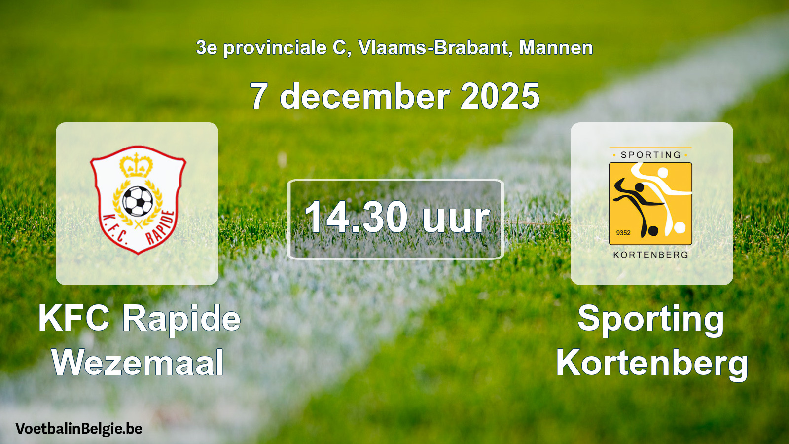 Scheduled match men football: KFC Rapide Wezemaal - Sporting Kortenberg (7 December 2025)