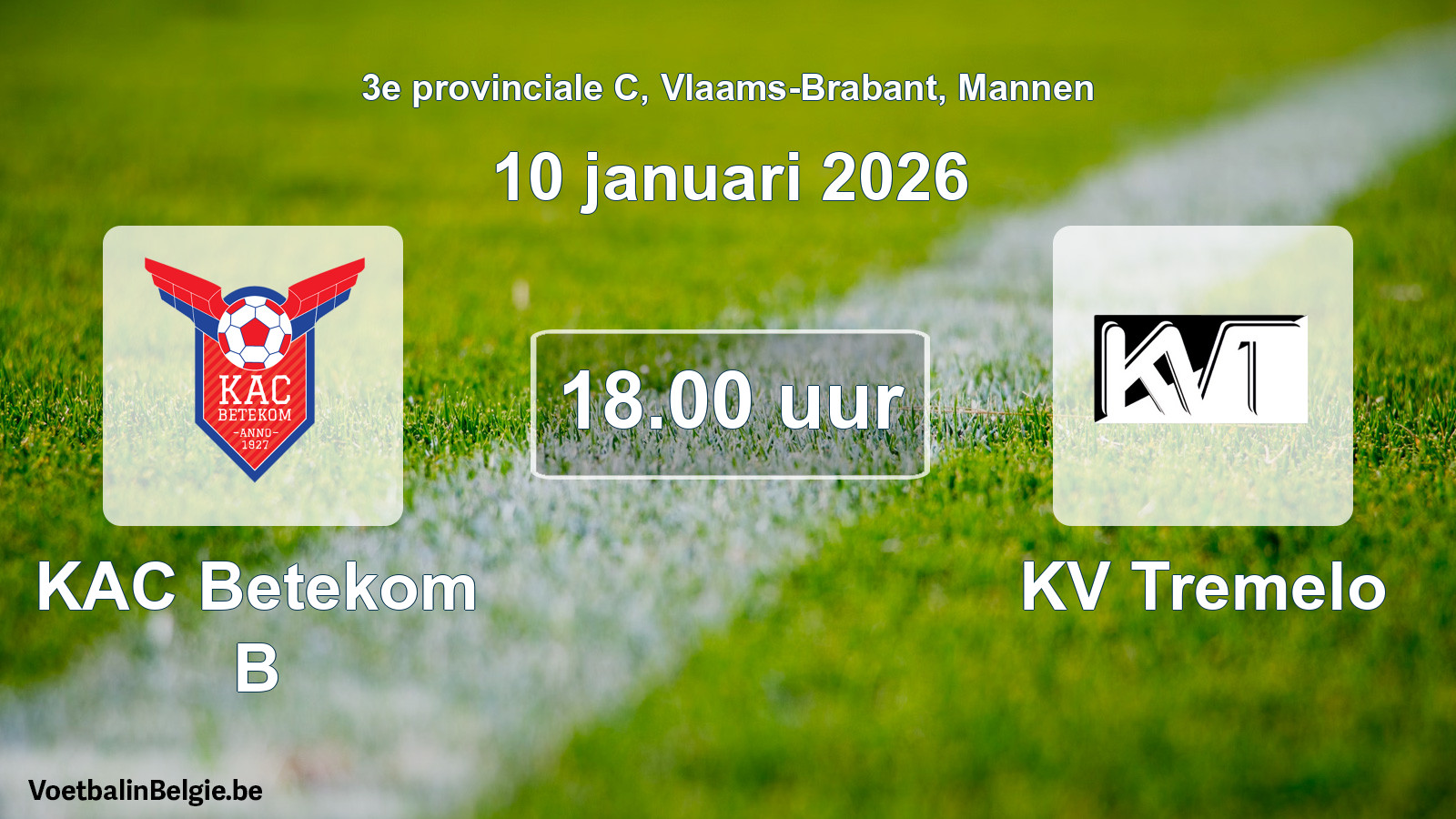 Geplantes Spiel männer-Fußball: KAC Betekom B - KV Tremelo (10 Januar 2026)