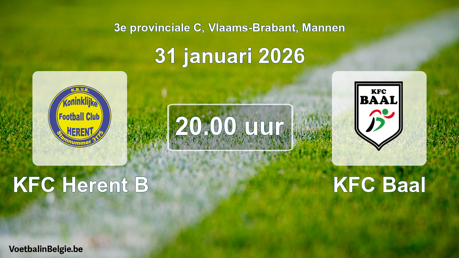 Scheduled match men football: KFC Herent B - KFC Baal (31 January 2026)
