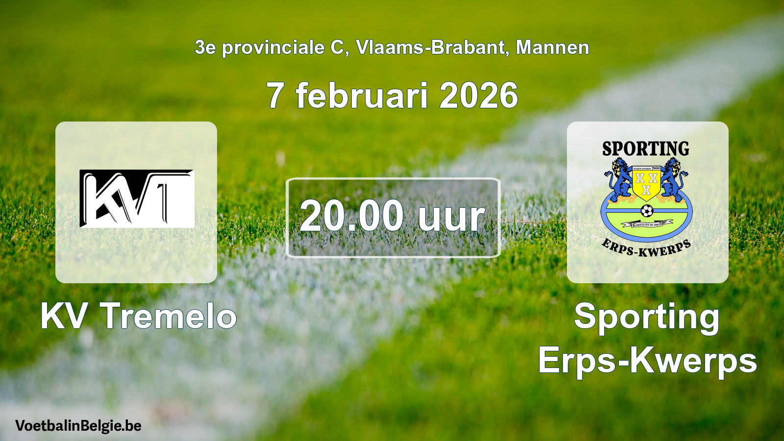 Scheduled match men football: KV Tremelo - Sporting Erps-Kwerps (7 February 2026)