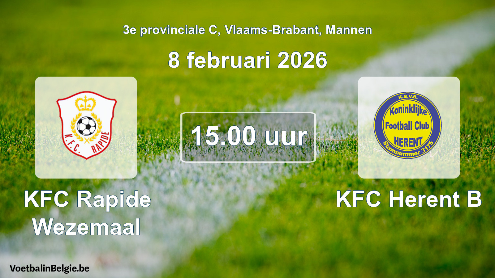 Scheduled match men football: KFC Rapide Wezemaal - KFC Herent B (8 February 2026)