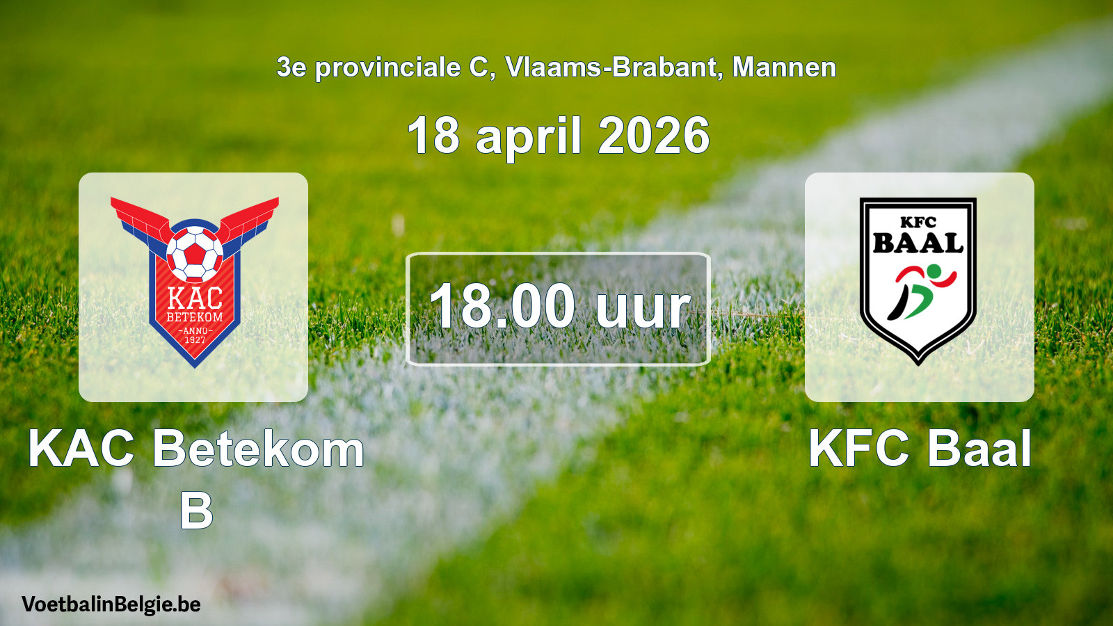 Geplantes Spiel männer-Fußball: KAC Betekom B - KFC Baal (18 April 2026)