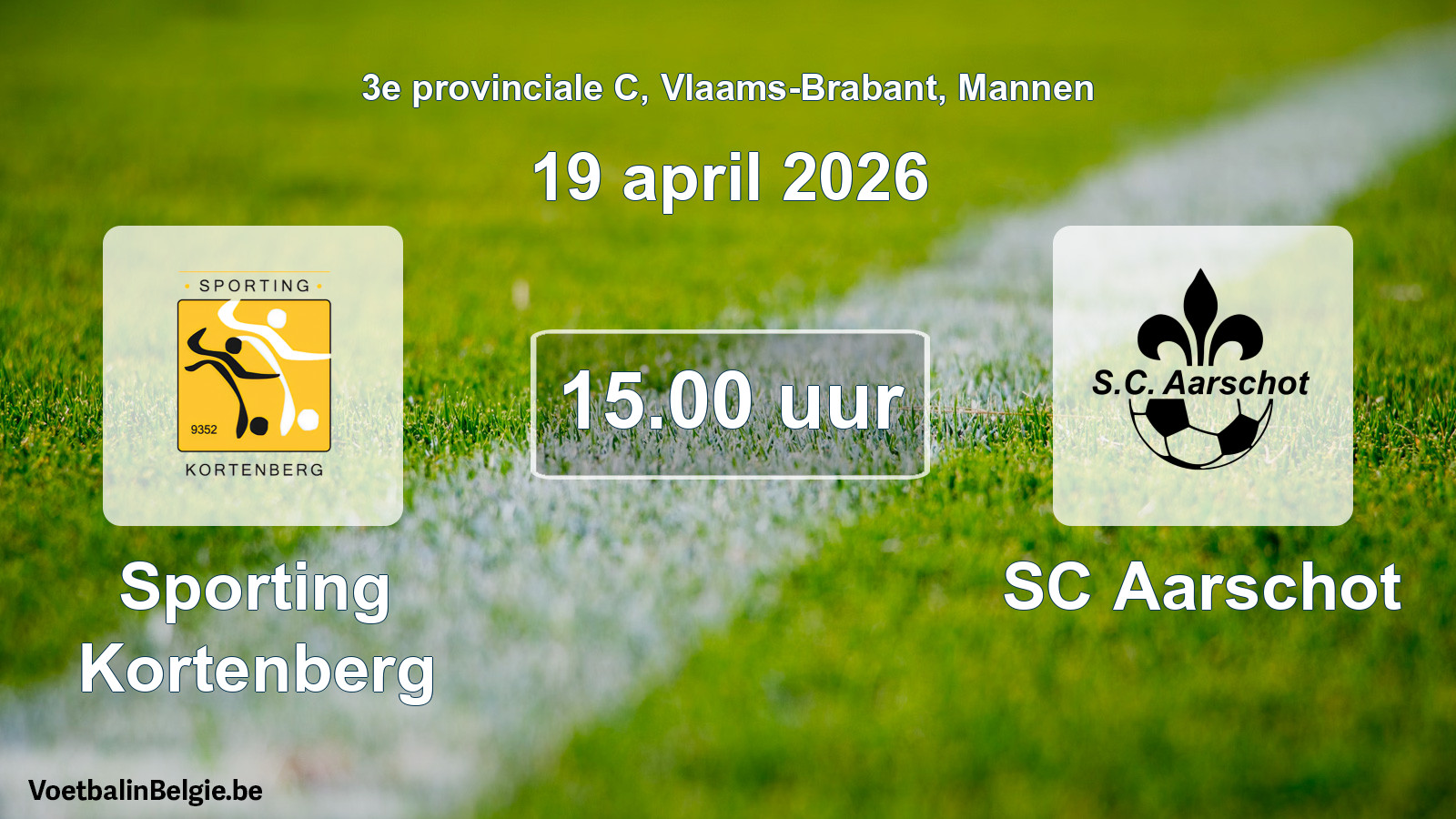 Scheduled match men football: Sporting Kortenberg - SC Aarschot (19 April 2026)