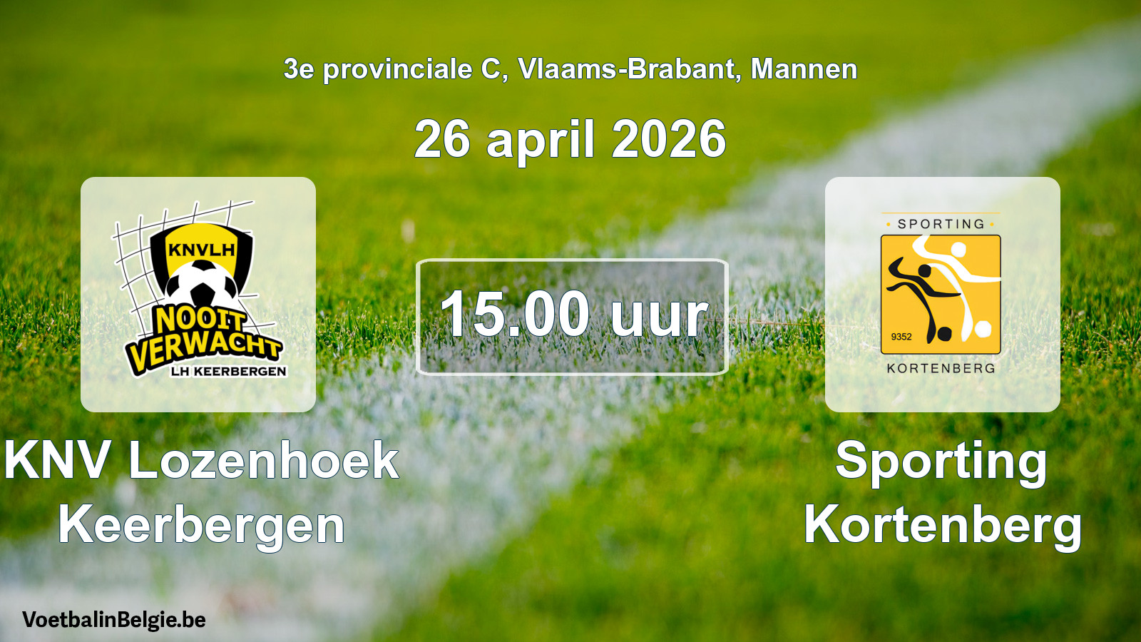 Scheduled match men football: KNV Lozenhoek Keerbergen - Sporting Kortenberg (26 April 2026)