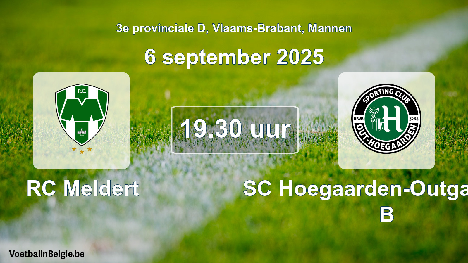 Geplande wedstrijd mannenvoetbal: RC Meldert - SC Hoegaarden-Outgaarden B (6 september 2025)