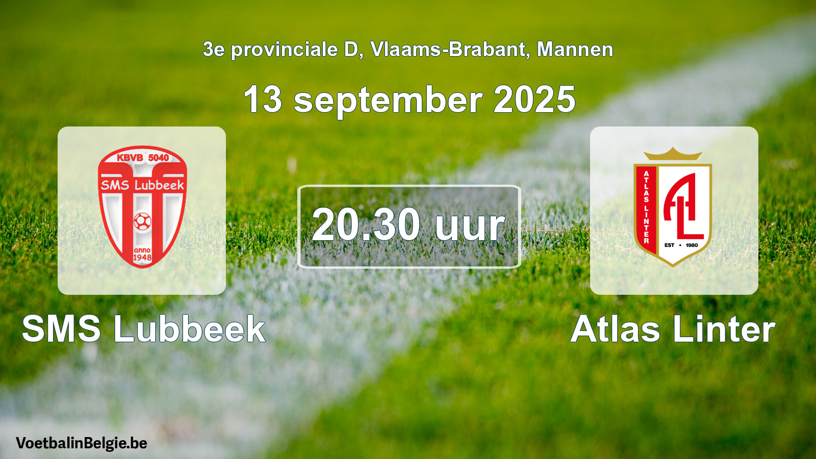Scheduled match men football: SMS Lubbeek - Atlas Linter (13 September 2025)