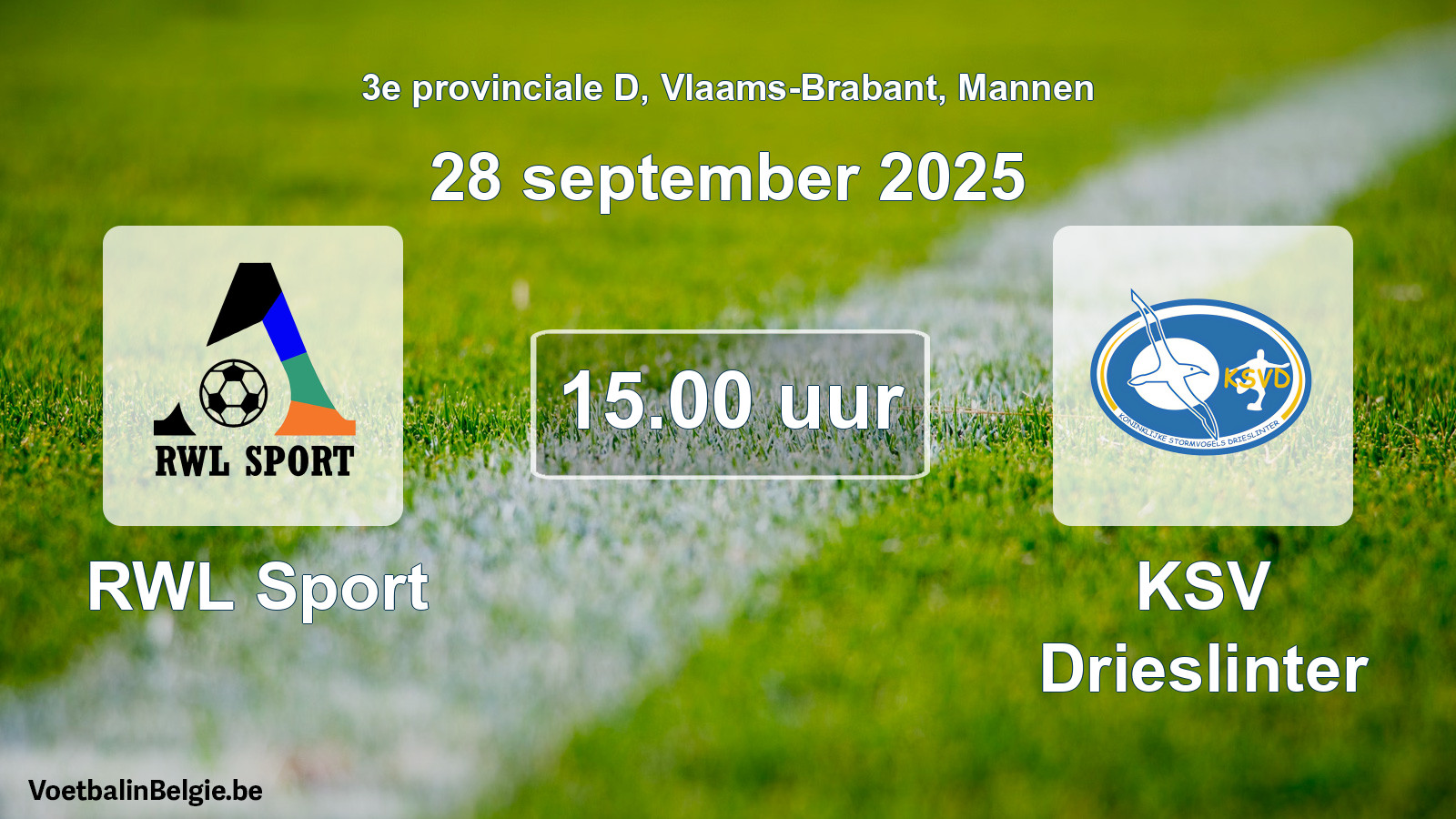 Scheduled match men football: RWL Sport - KSV Drieslinter (28 September 2025)