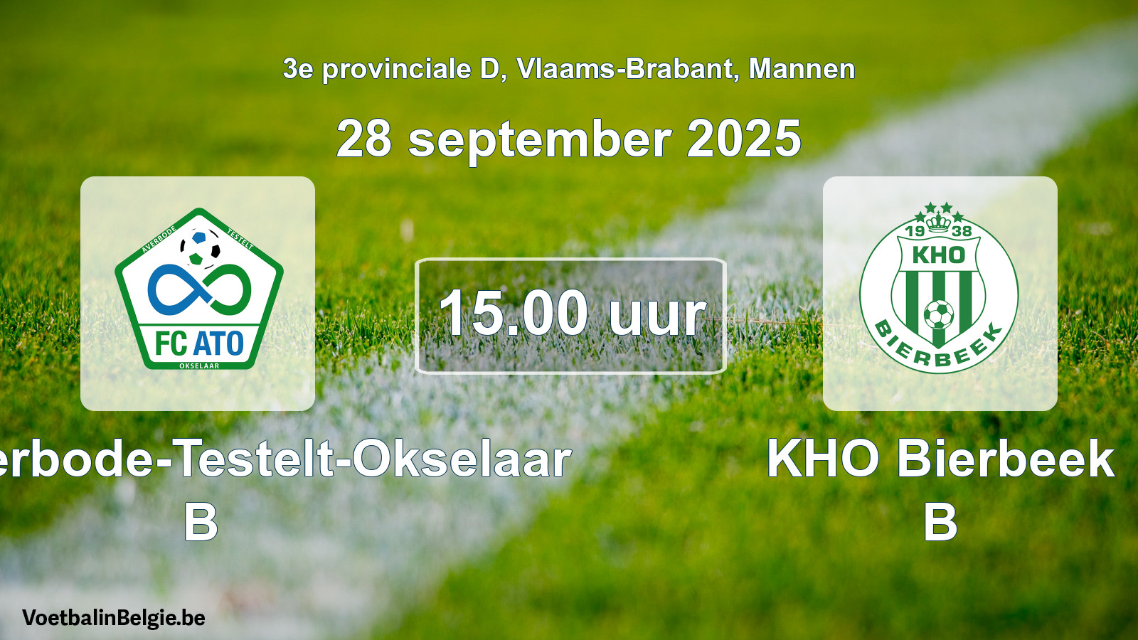 Scheduled match men football: FC Averbode-Testelt-Okselaar B - KHO Bierbeek B (28 September 2025)