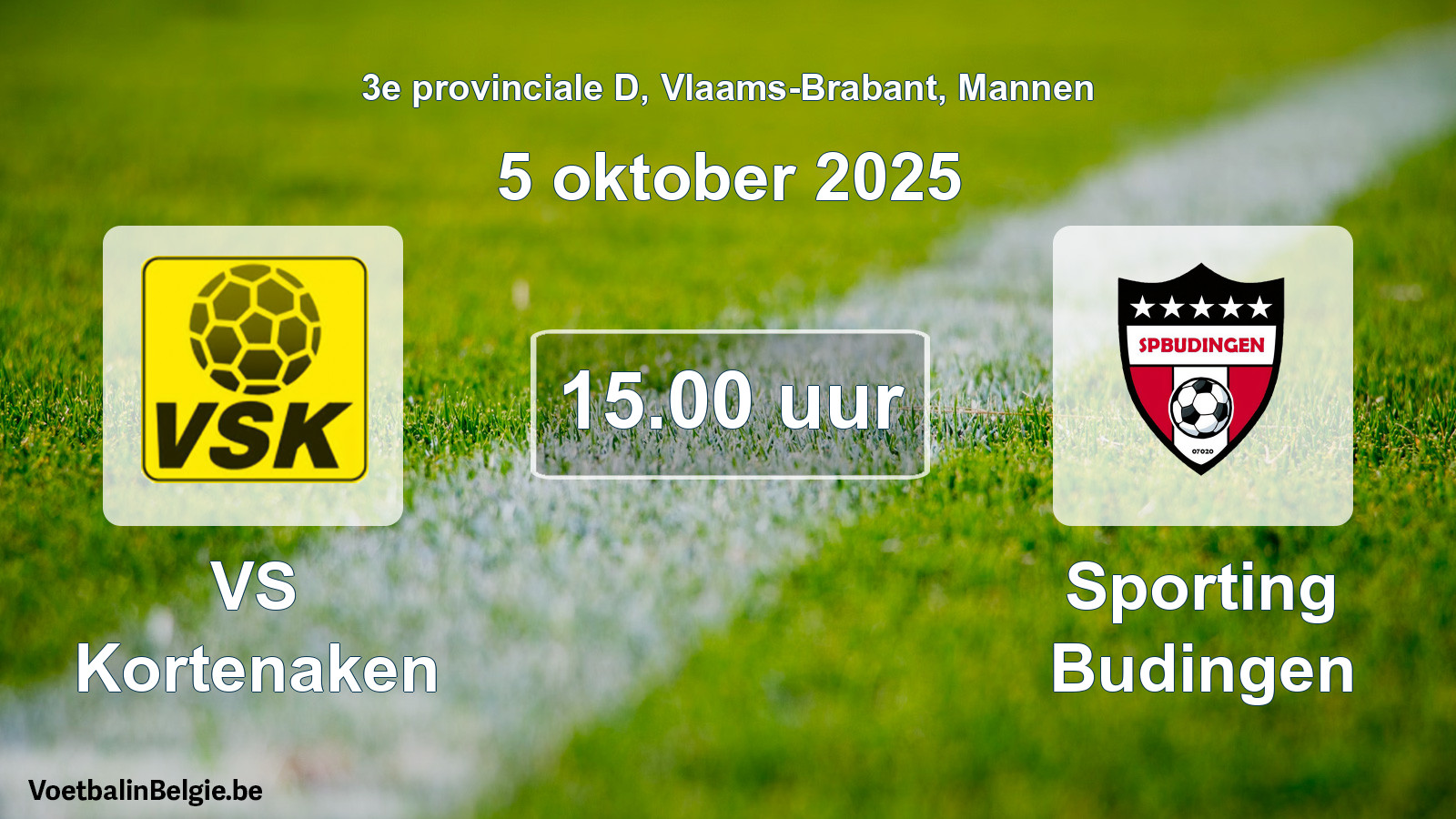 Scheduled match men football: VS Kortenaken - Sporting Budingen (5 October 2025)