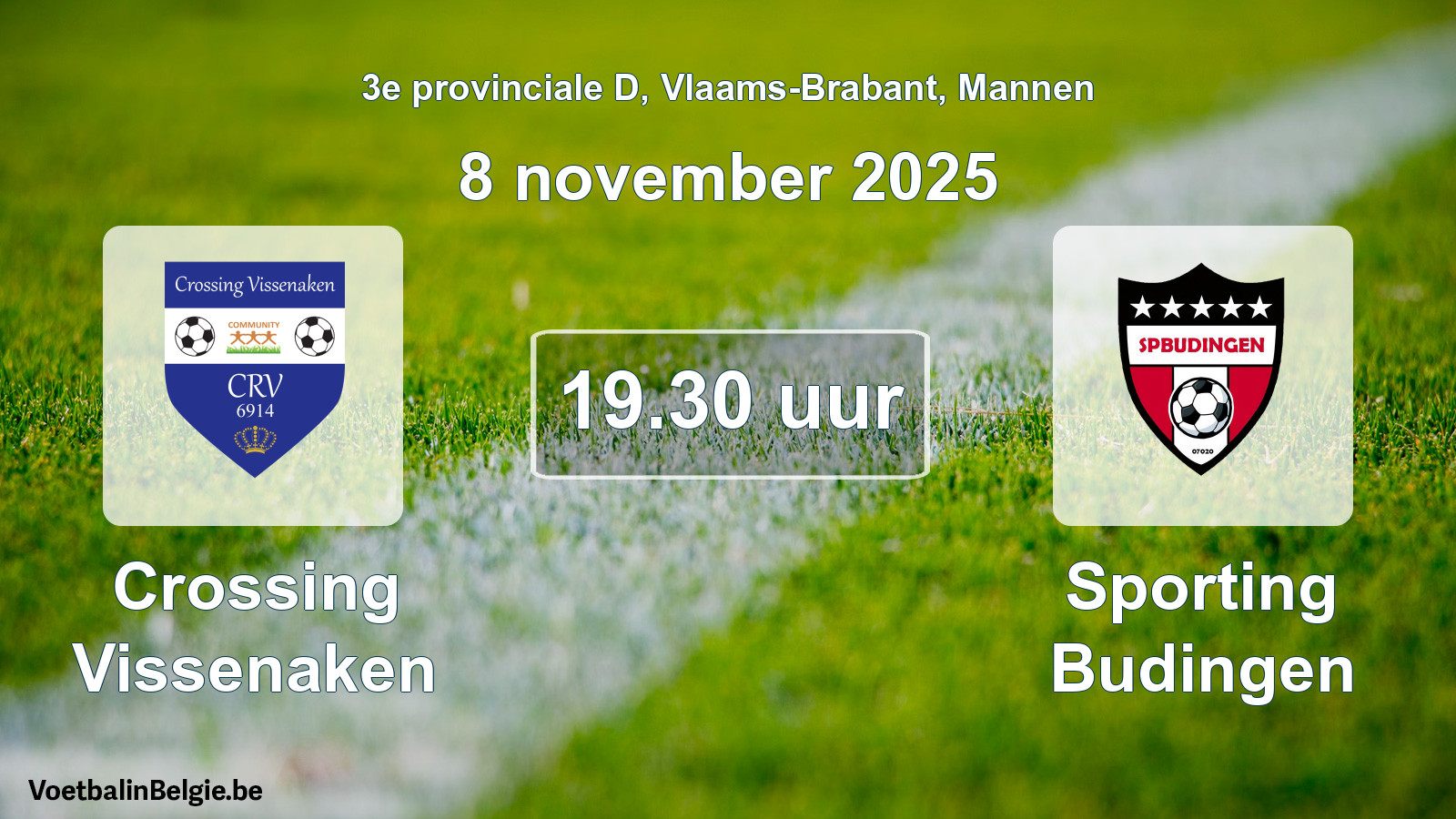 Scheduled match men football: Crossing Vissenaken - Sporting Budingen (8 November 2025)