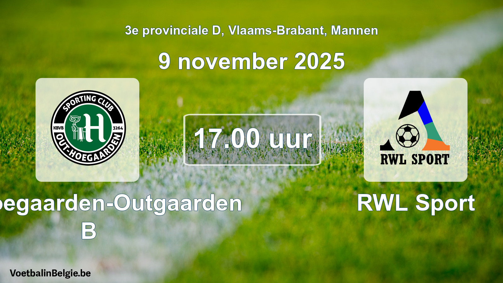 Scheduled match men football: SC Hoegaarden-Outgaarden B - RWL Sport (9 November 2025)