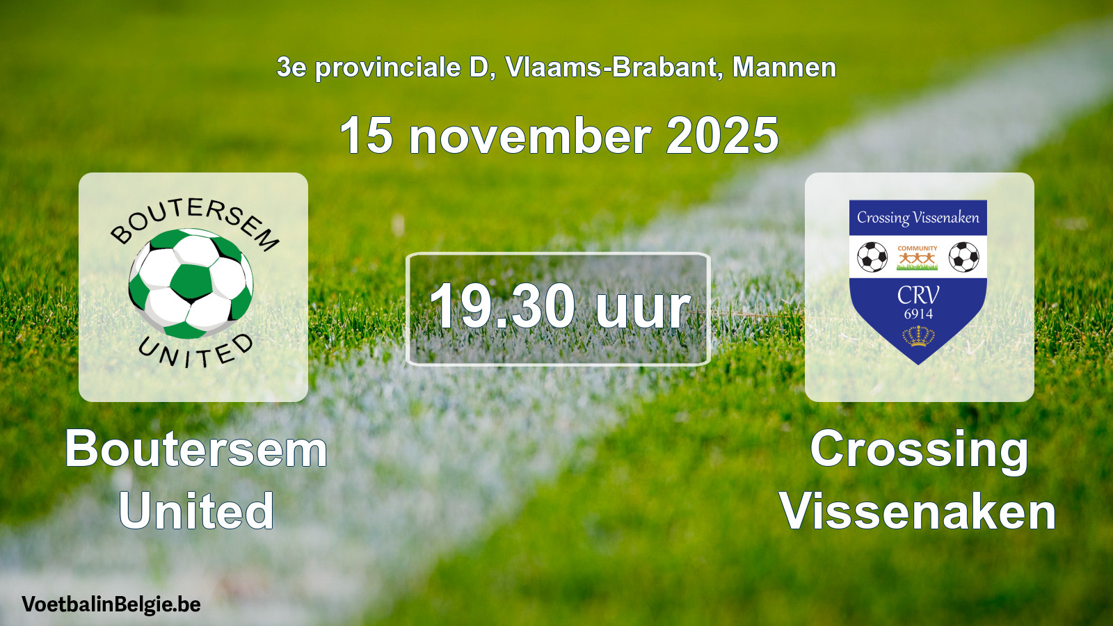 Scheduled match men football: Boutersem United - Crossing Vissenaken (15 November 2025)