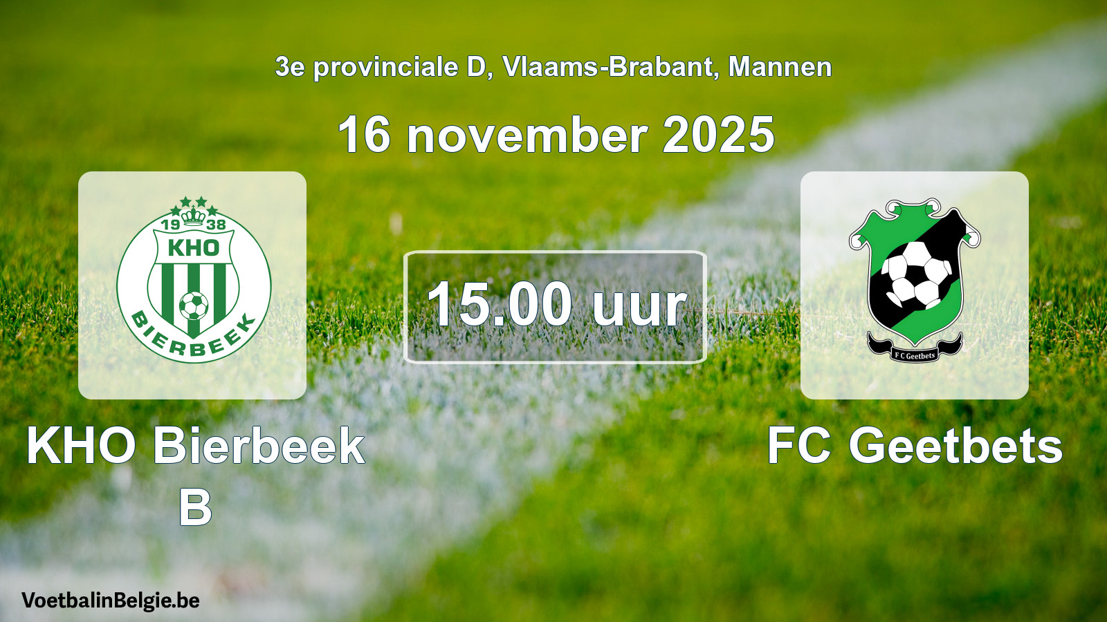 Scheduled match men football: KHO Bierbeek B - FC Geetbets (16 November 2025)