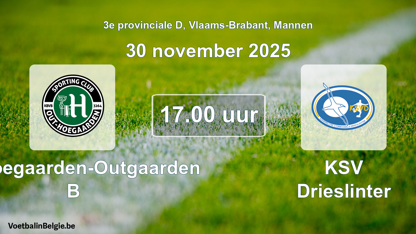 Geplantes Spiel männer-Fußball: SC Hoegaarden-Outgaarden B - KSV Drieslinter (30 November 2025)