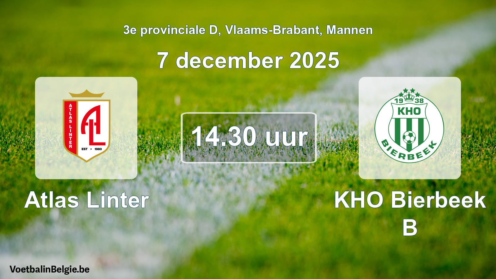 Scheduled match men football: Atlas Linter - KHO Bierbeek B (7 December 2025)