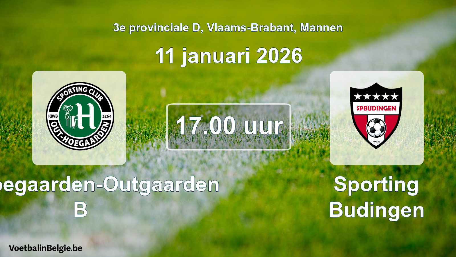 Geplantes Spiel männer-Fußball: SC Hoegaarden-Outgaarden B - Sporting Budingen (11 Januar 2026)
