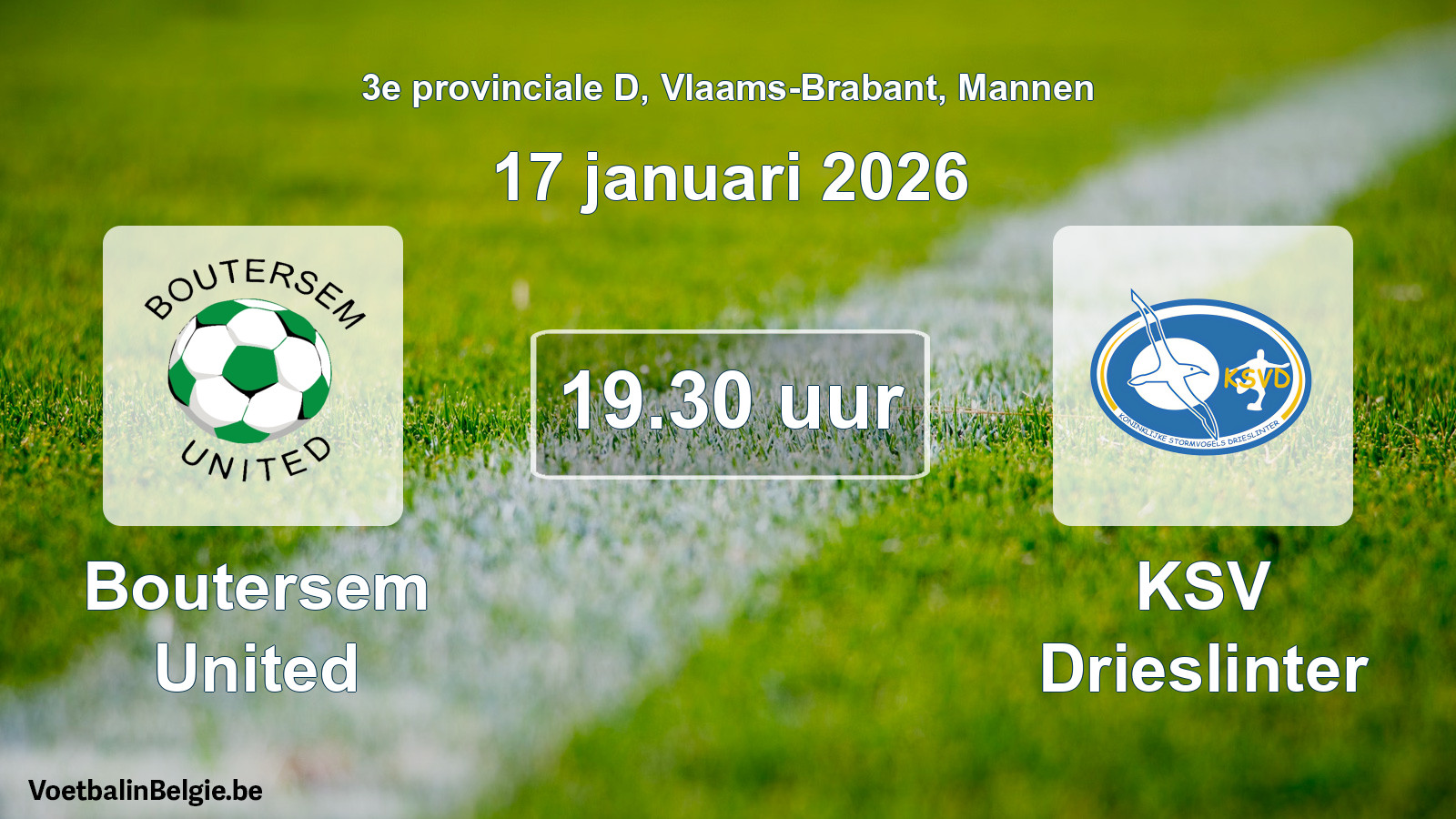 Scheduled match men football: Boutersem United - KSV Drieslinter (17 January 2026)
