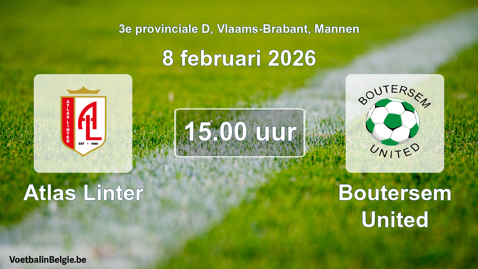 Scheduled match men football: Atlas Linter - Boutersem United (8 February 2026)