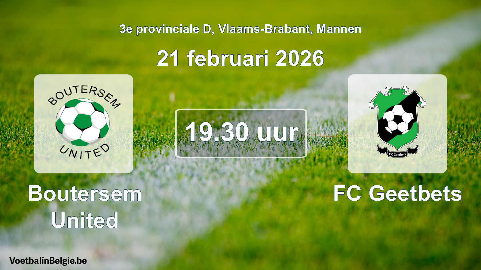 Scheduled match men football: Boutersem United - FC Geetbets (21 February 2026)