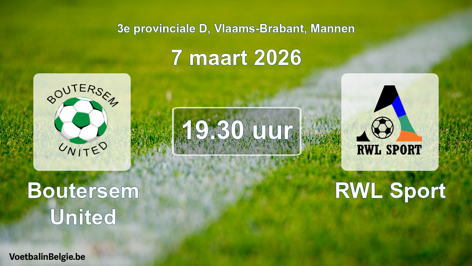 Scheduled match men football: Boutersem United - RWL Sport (7 March 2026)