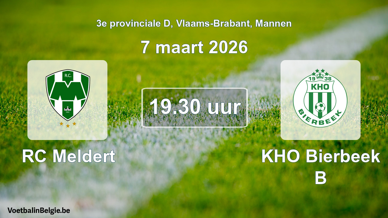 Geplande wedstrijd mannenvoetbal: RC Meldert - KHO Bierbeek B (7 maart 2026)