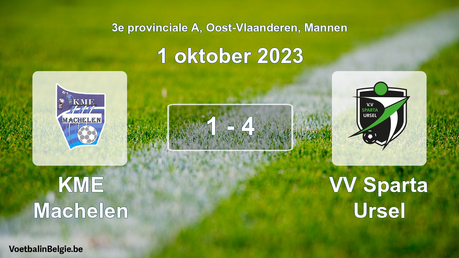 Gespeelde wedstrijd mannenvoetbal: KME Machelen - VV Sparta Ursel 1 - 4 (1 oktober 2023)