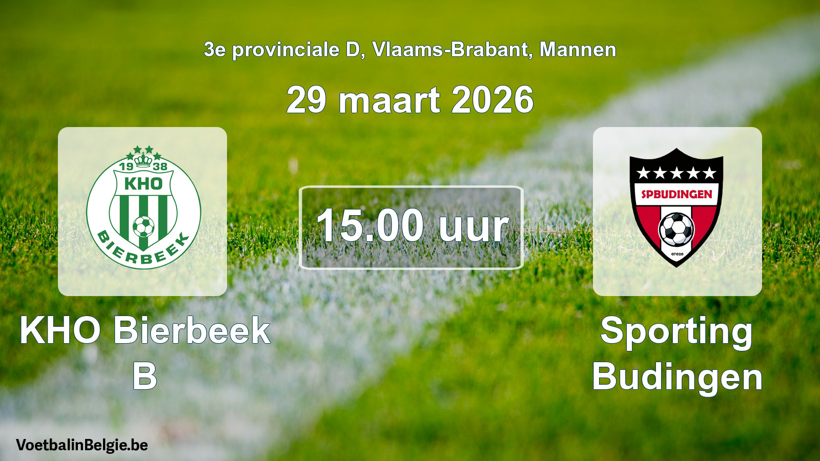 Scheduled match men football: KHO Bierbeek B - Sporting Budingen (29 March 2026)