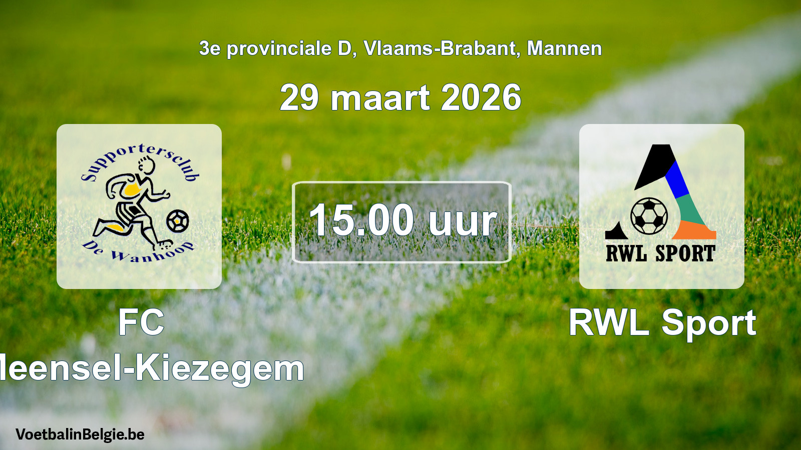 Scheduled match men football: FC Meensel-Kiezegem - RWL Sport (29 March 2026)