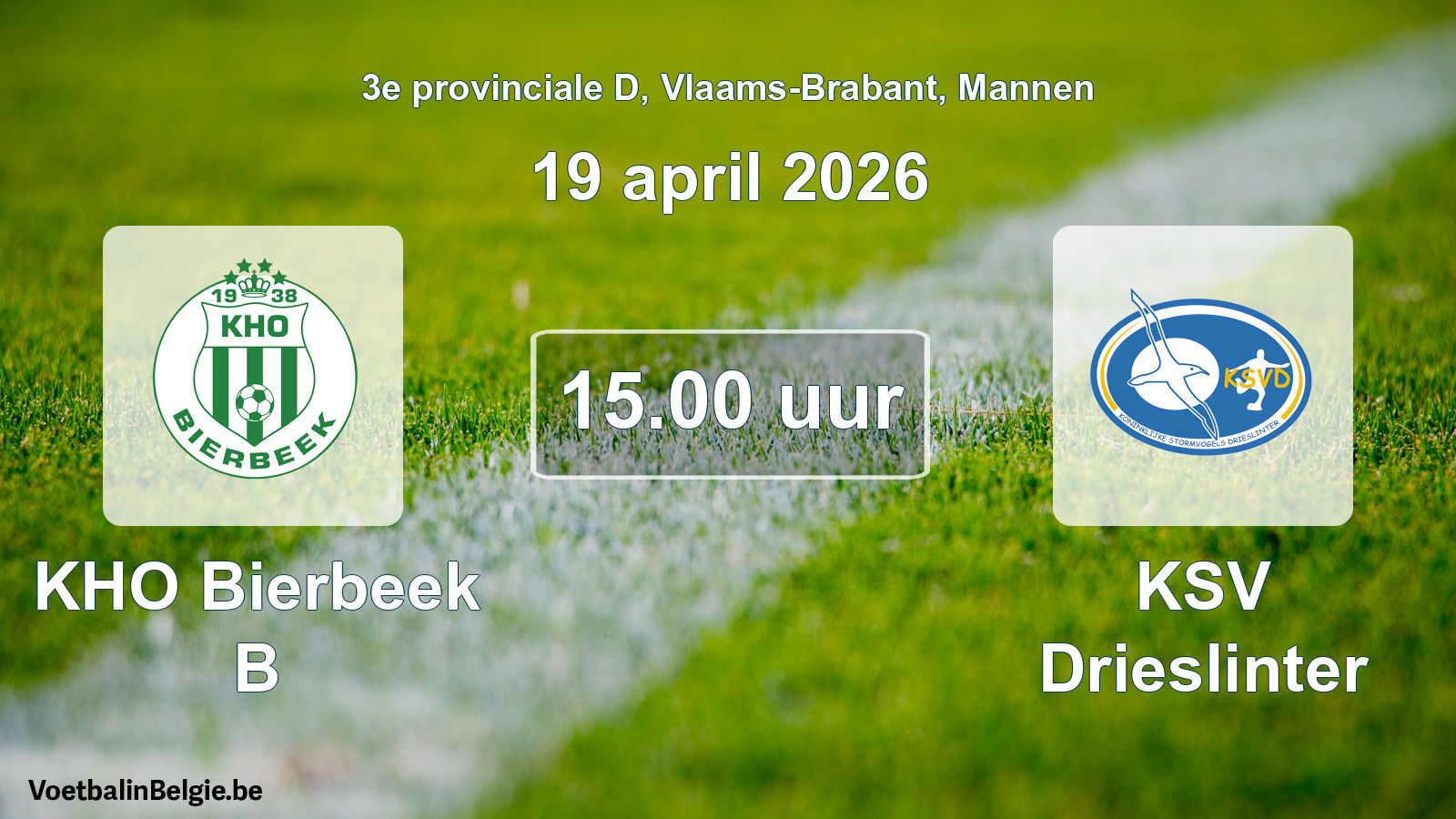 Scheduled match men football: KHO Bierbeek B - KSV Drieslinter (19 April 2026)